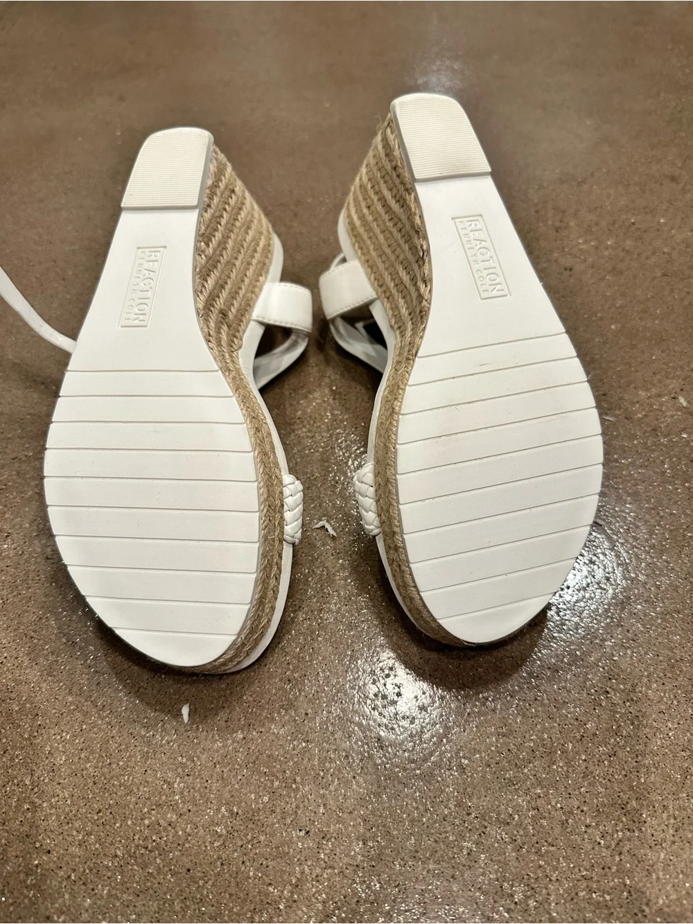 Kenneth Cole Reaction White Wedge Sandals with Braided Strap - Unbranded